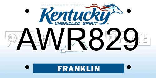 AWR829 Kentucky License Plate