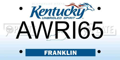AWRI65 Kentucky License Plate