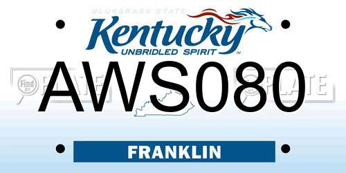 AWS080 Kentucky License Plate