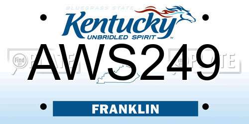 AWS249 Kentucky License Plate