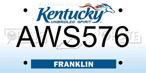 AWS576 Kentucky License Plate