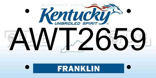 AWT2659 Kentucky License Plate