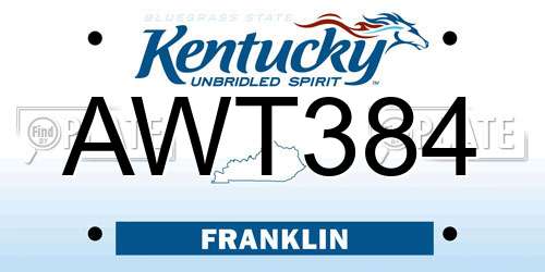AWT384 Kentucky License Plate
