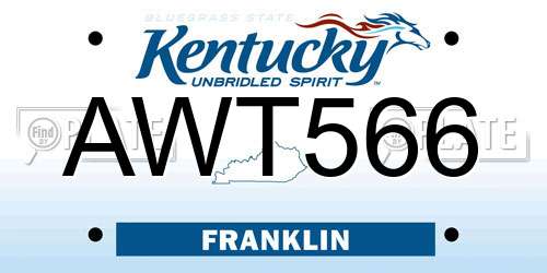 AWT566 Kentucky License Plate