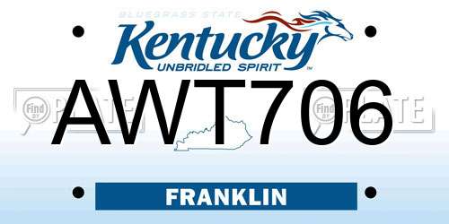 AWT706 Kentucky License Plate