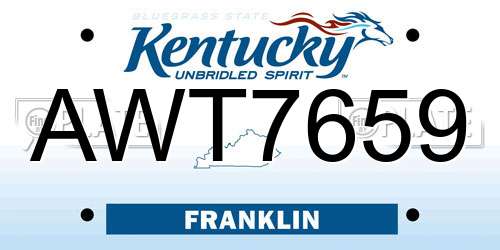 AWT7659 Kentucky License Plate