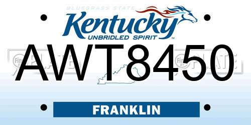 AWT8450 Kentucky License Plate