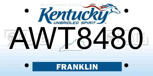 AWT8480 Kentucky License Plate