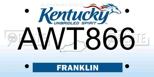 AWT866 Kentucky License Plate