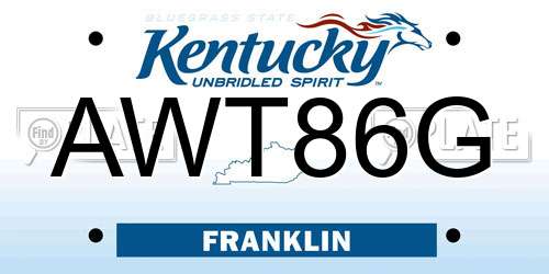 AWT86G Kentucky License Plate