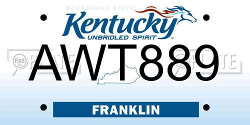 AWT889 Kentucky License Plate