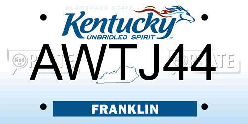 AWTJ44 Kentucky License Plate