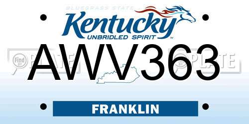 AWV363 Kentucky License Plate