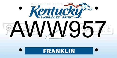 AWW957 Kentucky License Plate