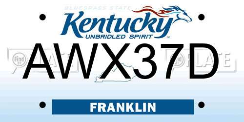 AWX37D Kentucky License Plate