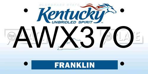 AWX37O Kentucky License Plate