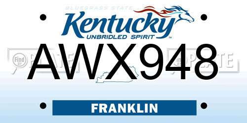 AWX948 Kentucky License Plate