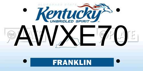 AWXE70 Kentucky License Plate