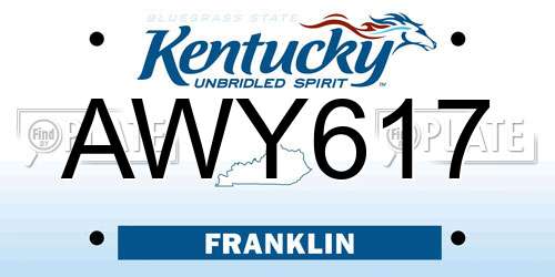 AWY617 Kentucky License Plate