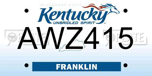 AWZ415 Kentucky License Plate