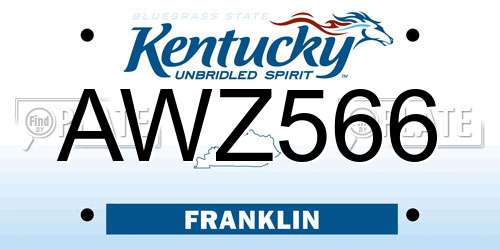AWZ566 Kentucky License Plate