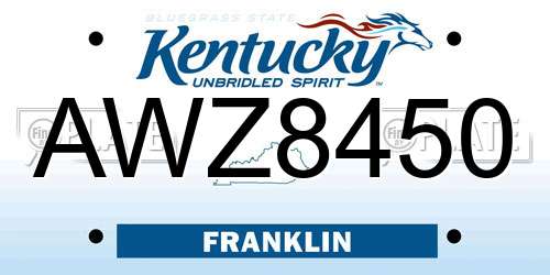 AWZ8450 Kentucky License Plate