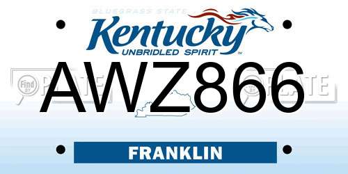 AWZ866 Kentucky License Plate