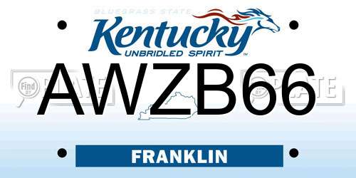 AWZB66 Kentucky License Plate