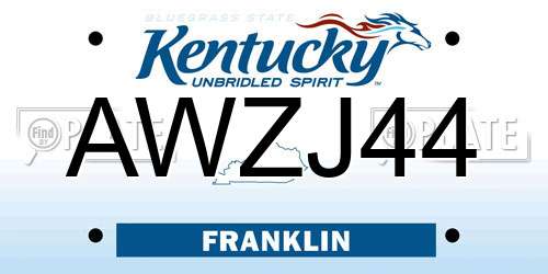 AWZJ44 Kentucky License Plate