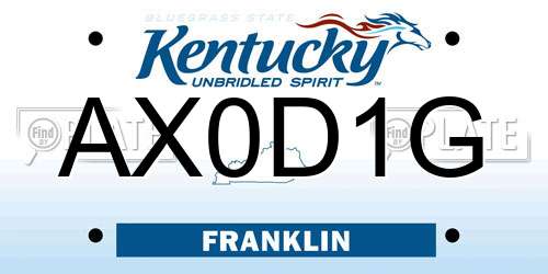 AX0D1G Kentucky License Plate