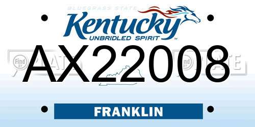 AX22008 Kentucky License Plate