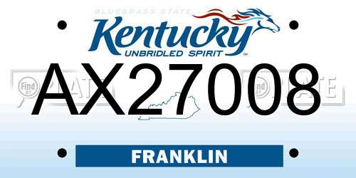 AX27008 Kentucky License Plate