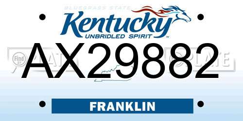 AX29882 Kentucky License Plate