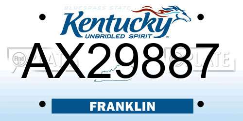 AX29887 Kentucky License Plate