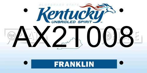 AX2T008 Kentucky License Plate