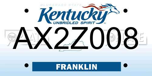 AX2Z008 Kentucky License Plate