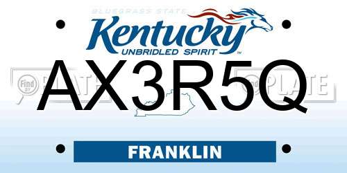 AX3R5Q Kentucky License Plate