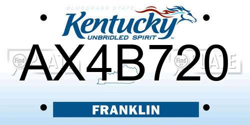AX4B720 Kentucky License Plate