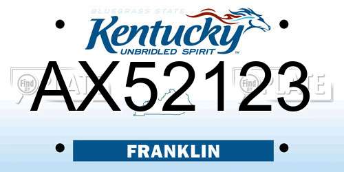 AX52123 Kentucky License Plate