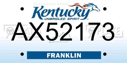 AX52173 Kentucky License Plate