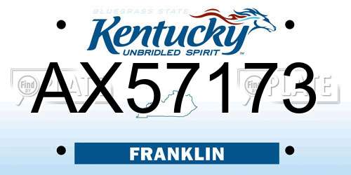 AX57173 Kentucky License Plate