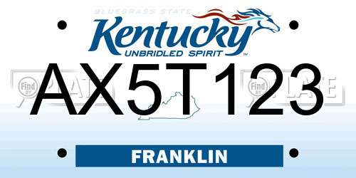 AX5T123 Kentucky License Plate