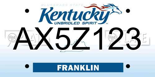 AX5Z123 Kentucky License Plate
