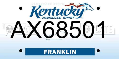 AX68501 Kentucky License Plate