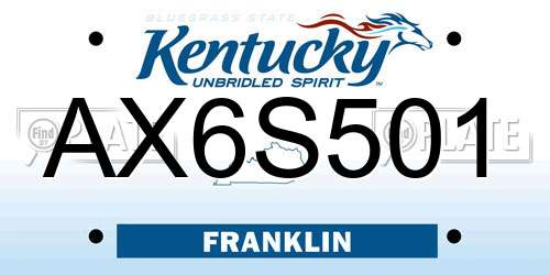 AX6S501 Kentucky License Plate