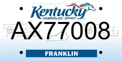AX77008 Kentucky License Plate
