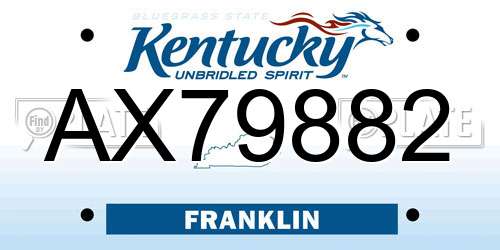 AX79882 Kentucky License Plate