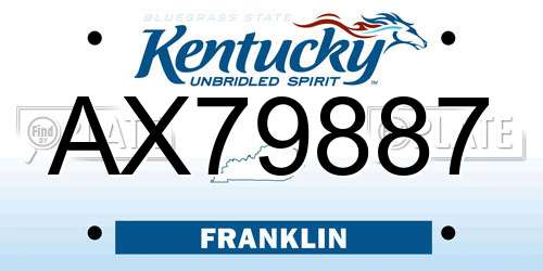 AX79887 Kentucky License Plate