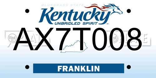 AX7T008 Kentucky License Plate