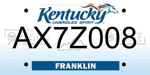 AX7Z008 Kentucky License Plate
